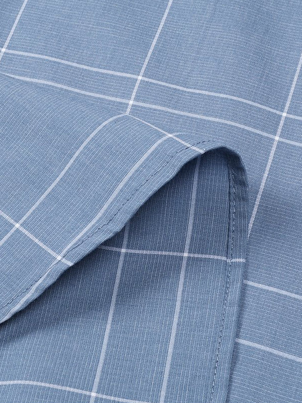 Men's Casual Color Contrast Plaid Long Sleeve Shirt