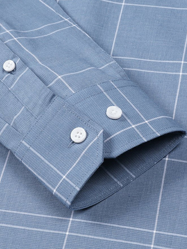 Men's Casual Color Contrast Plaid Long Sleeve Shirt