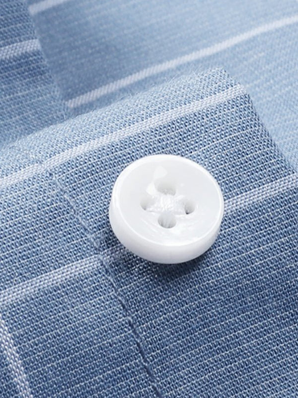 Men's Casual Color Contrast Plaid Long Sleeve Shirt