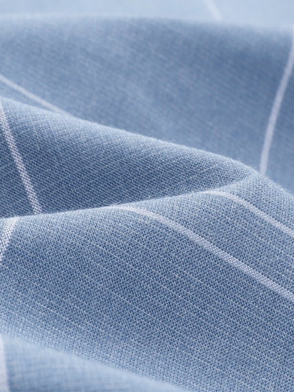 Men's Casual Color Contrast Plaid Long Sleeve Shirt