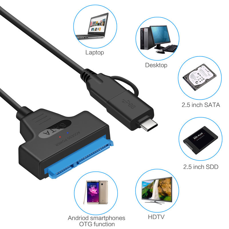 USB/USB-C To SATA 2.5" Hard Drive Adapter