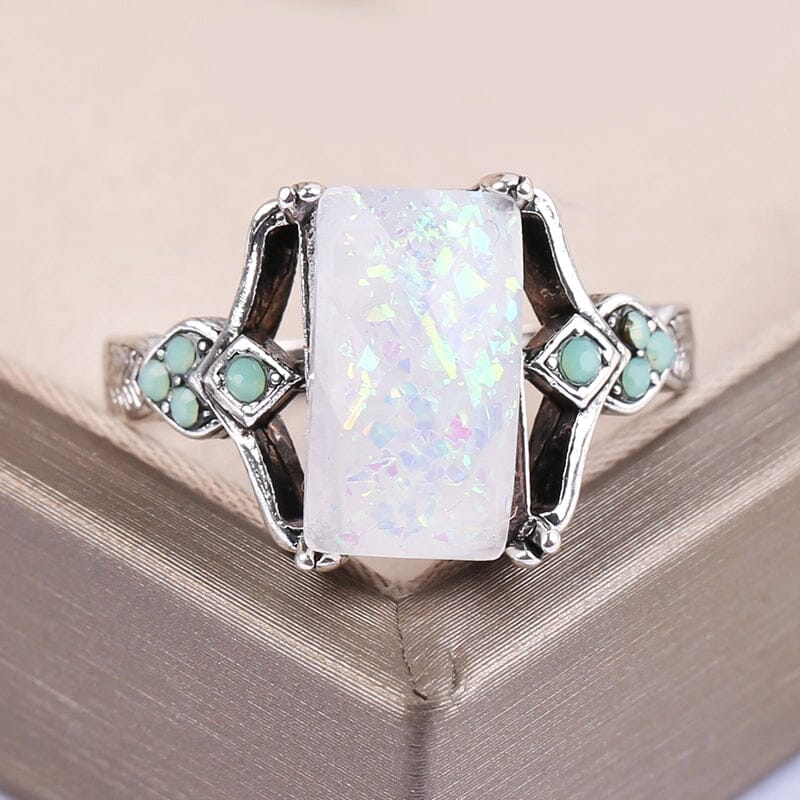 Vintage Inlaid Square Opal Ring