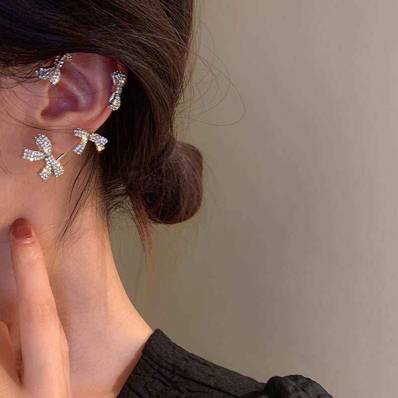 All-match Diamond Bow Earrings