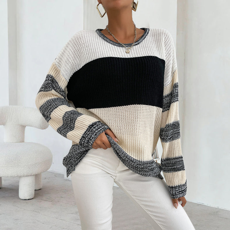 Crew Neck Contrast Sweater