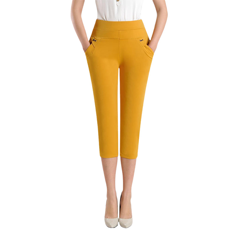 Women's Seven-point Pants High-waisted Elastic Casual Pants