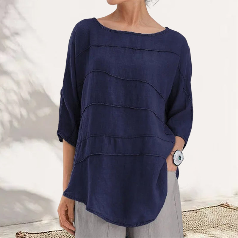 Striped Dolman Sleeve Casual Cotton Top