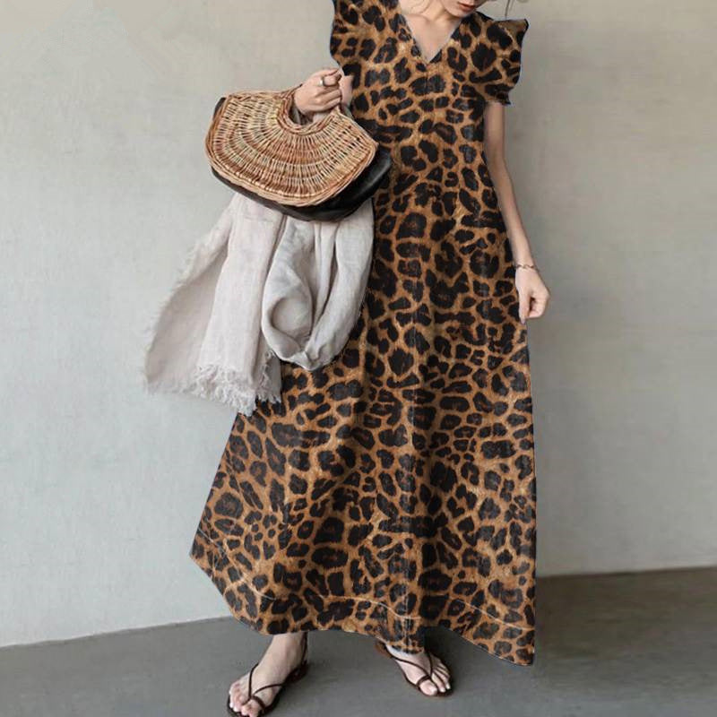 Leopard Print Commuter Long Dress