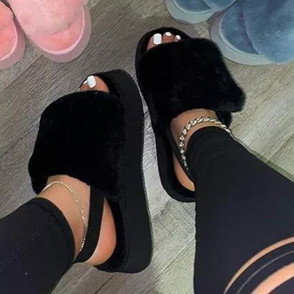 Thick Bottom Fur Slippers