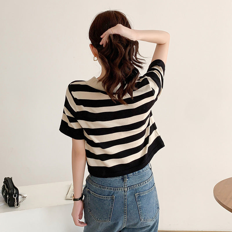 Front Shoulder Polo Neck T-shirt
