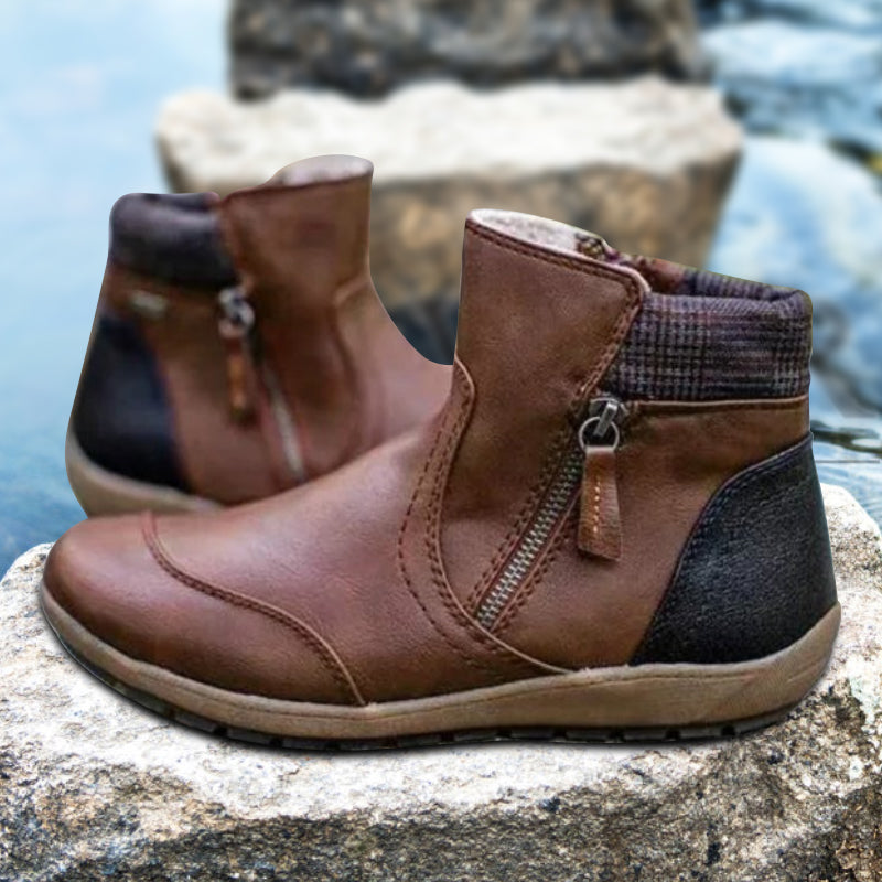 Women's waterproof zip-up boots