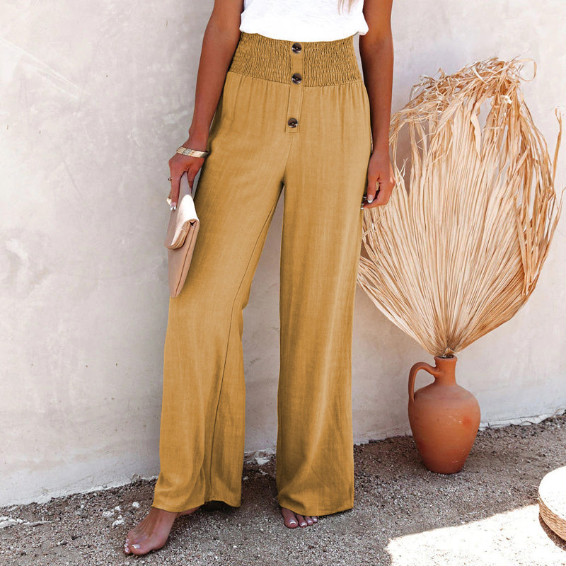 High Waist Loose Cotton Linen Wide Leg Pants
