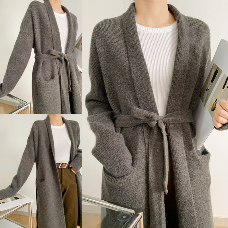 Slouchy Long Pure Wool Cardigan