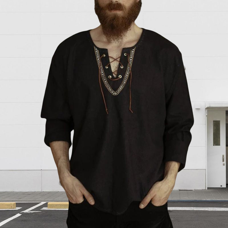 Drawstring V-Neck Shirt