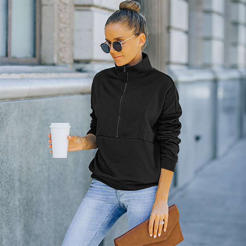 Turtleneck Solid Color Sweatshirt