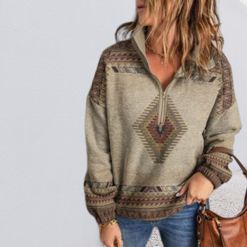 Ethnic Print Long Sleeve T-shirt