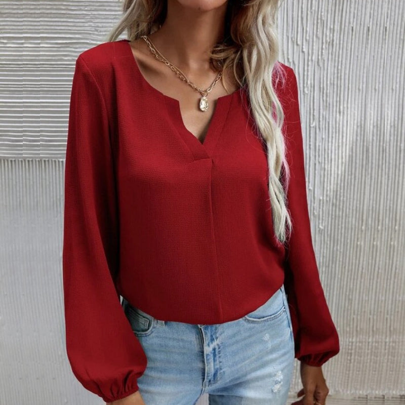 Solid Color Long Sleeve Chiffon Shirt
