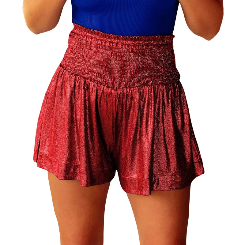 Elastic Waist Glitter Shorts