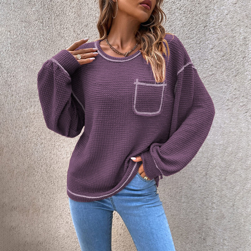 Women's Waffle Knit Tunic Tops Long Sleeve Shirt