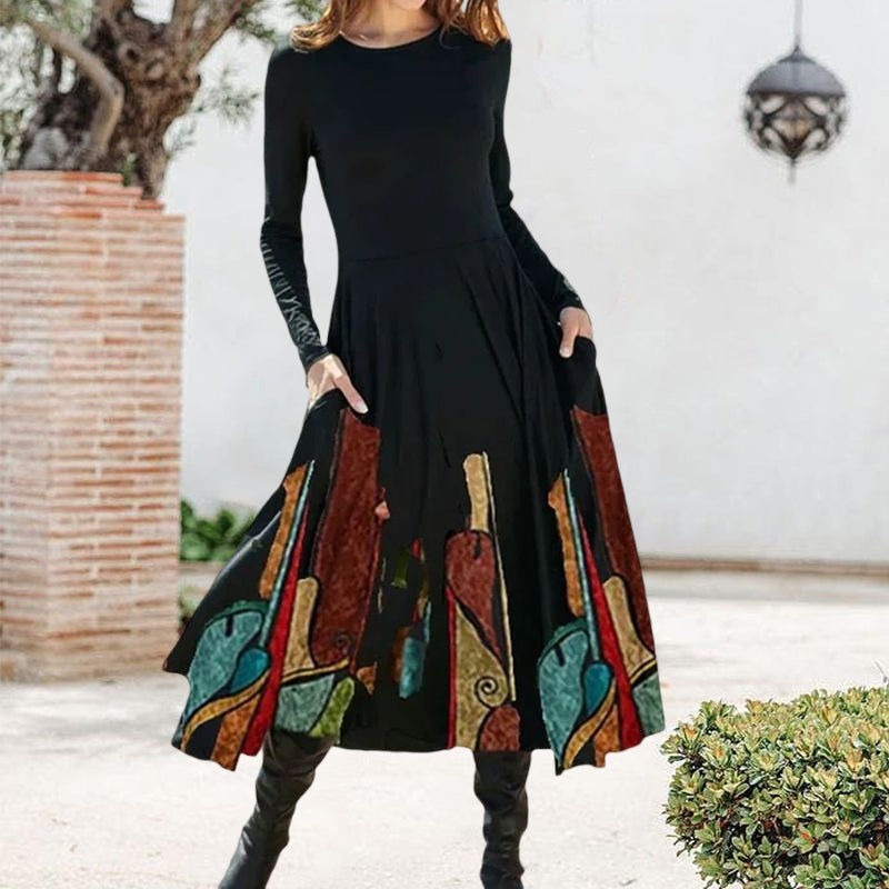 Long Sleeve Printed Dress