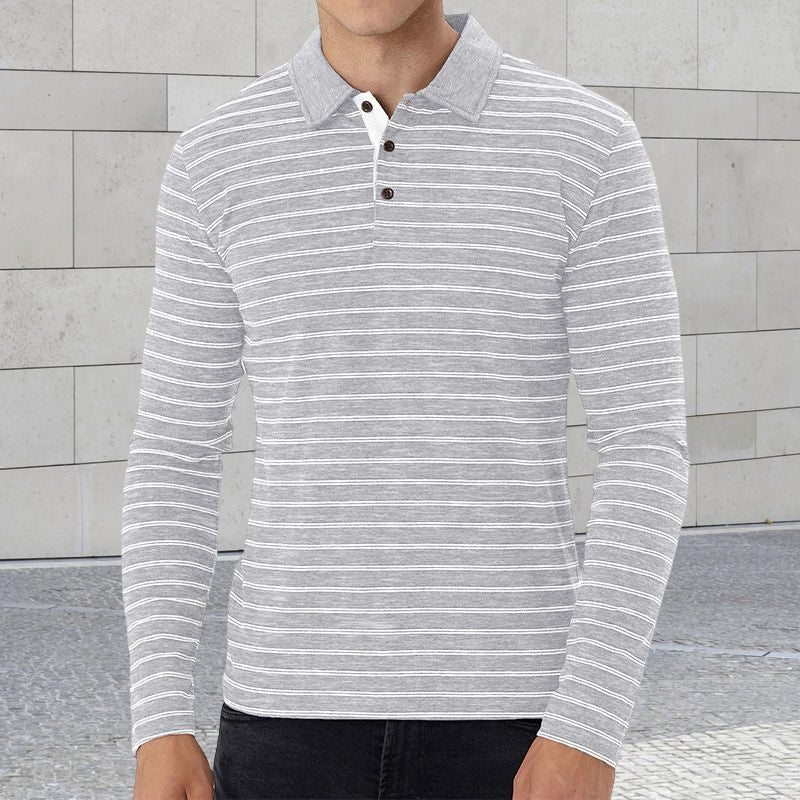 Striped Long Sleeve Polo Shirt