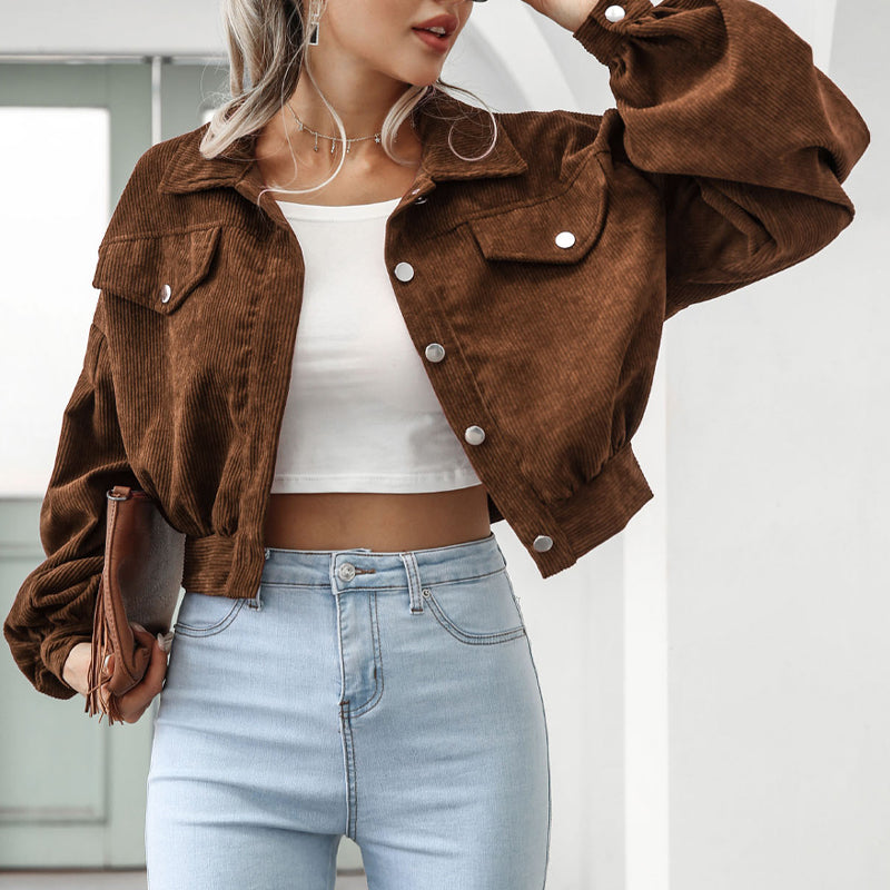 Corduroy Jacket with Lantern Sleeves