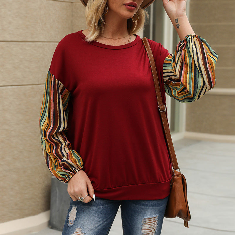 Colorful Striped Sleeve T-Shirt