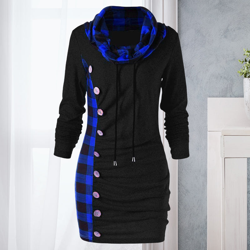 Check Button Sweater Dress