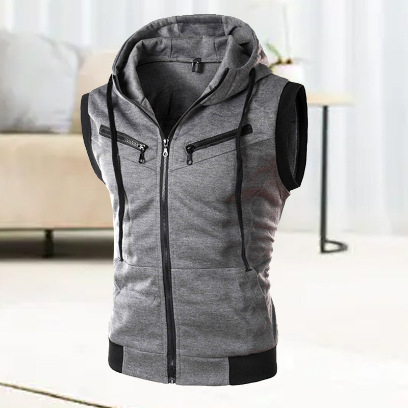 Men's Sleeveless Slim Fit Hoodie Vest