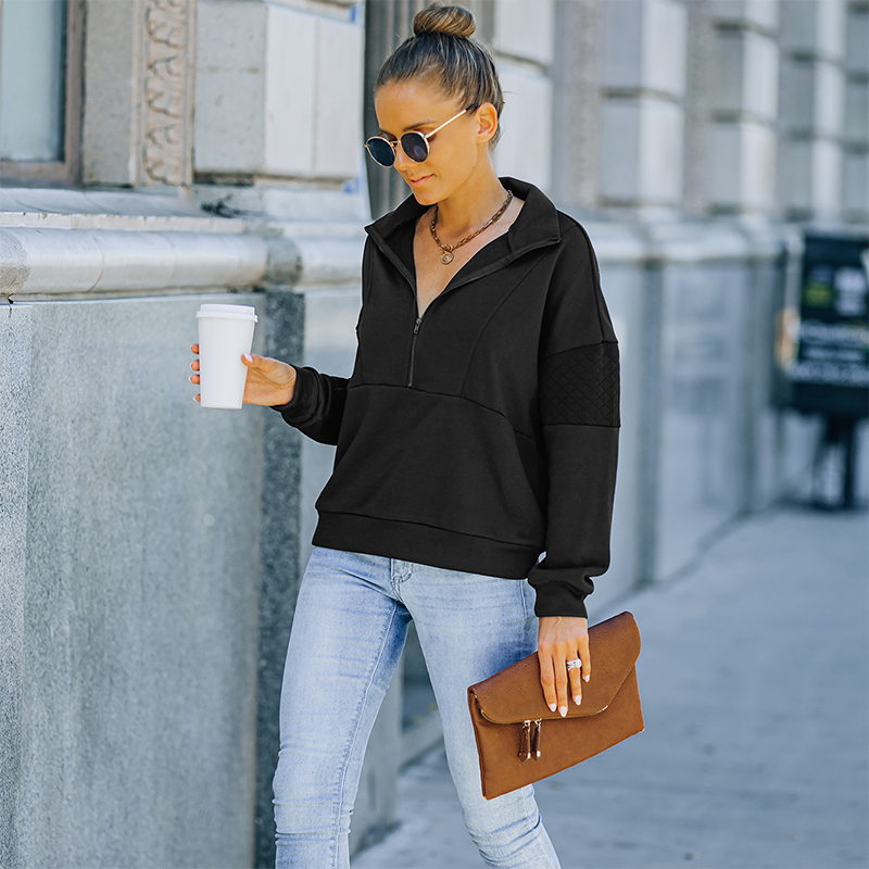 Turtleneck Solid Color Sweatshirt