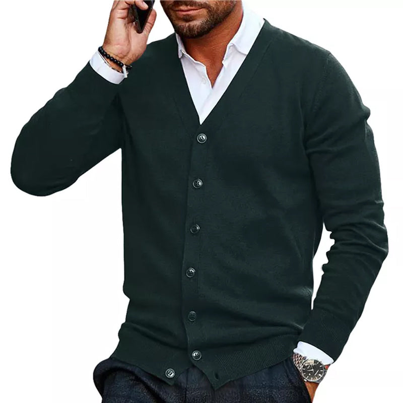 Solid Color V Neck Cardigan