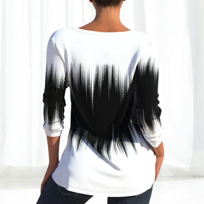 Long Sleeve Top With Ombre Print