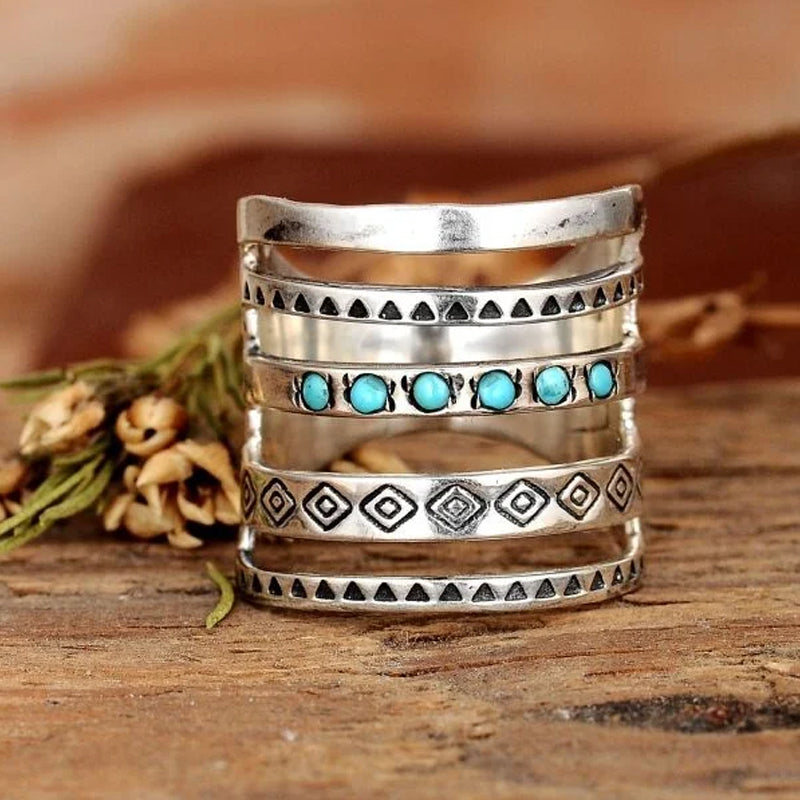 Silver Star Moon Sun Ring
