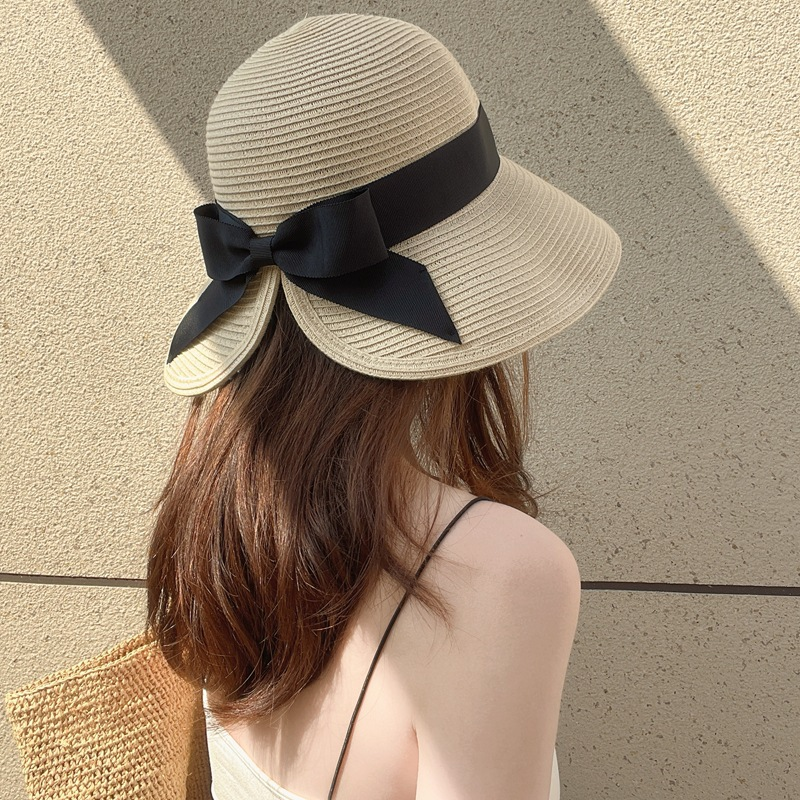 Parasol Straw Hat with Bow