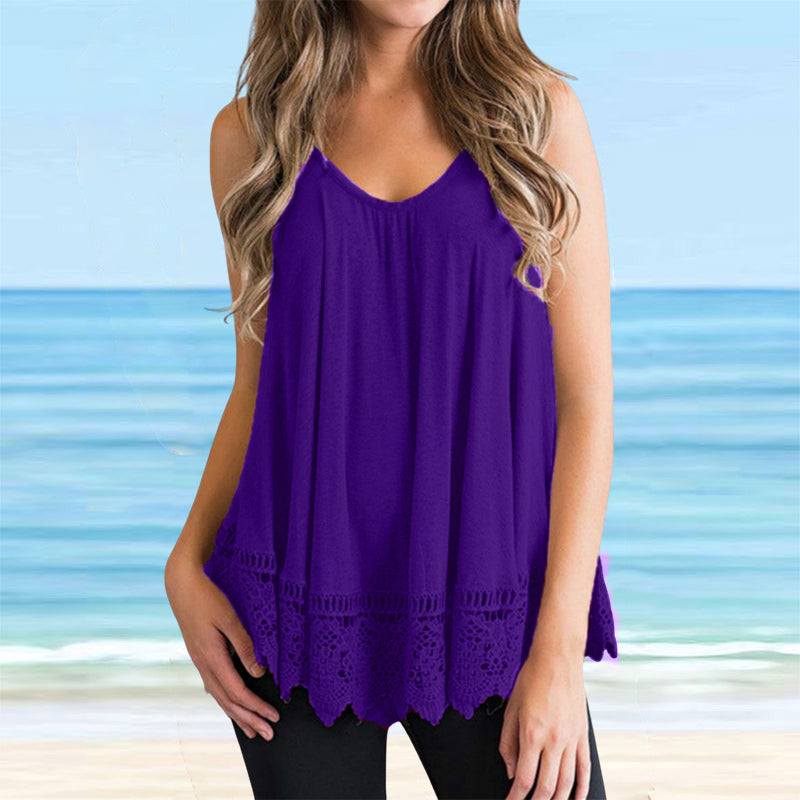 Solid Lace Tank Top T-Shirt