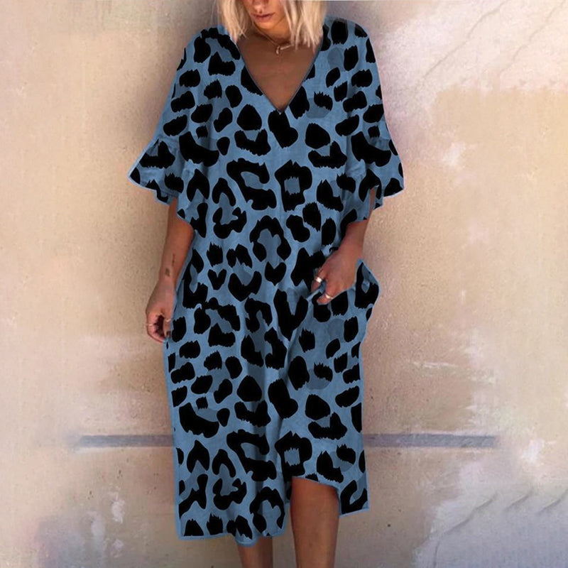 Leopard Print V-Neck Loose Dress