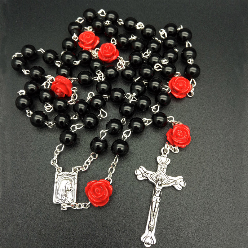 Cross Rosary Crucifix Necklace