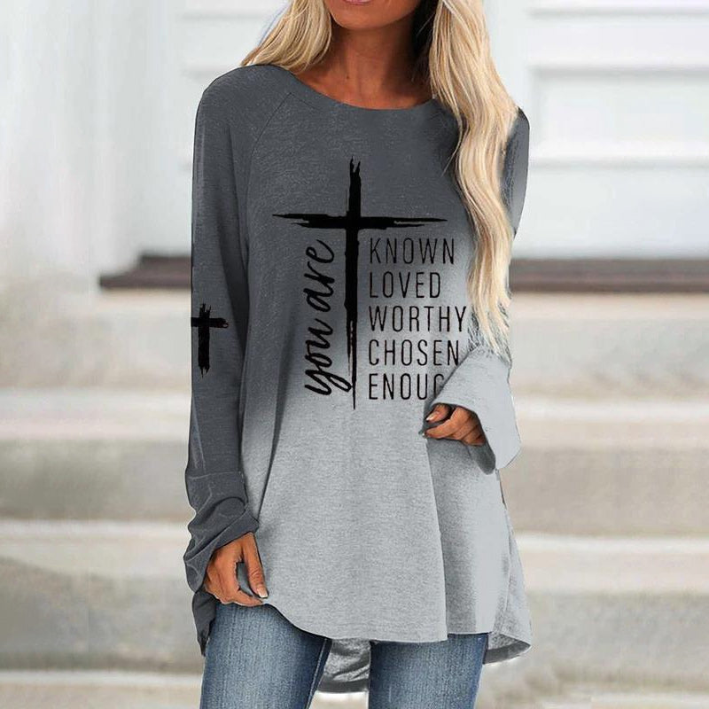 Cross Letter Print T-shirt