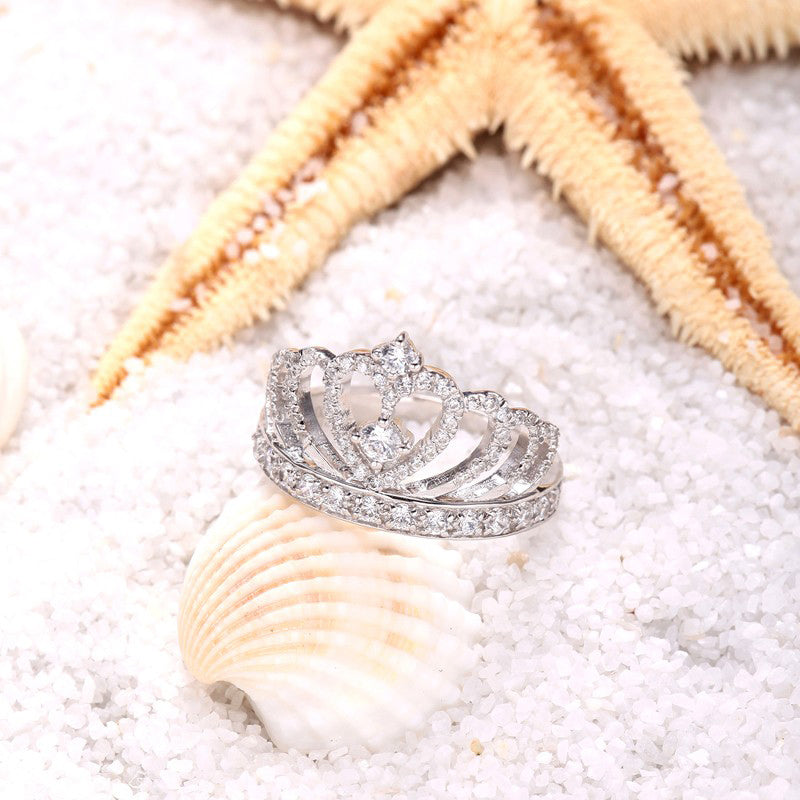 925 Sterling Silver Princess Crown Ring