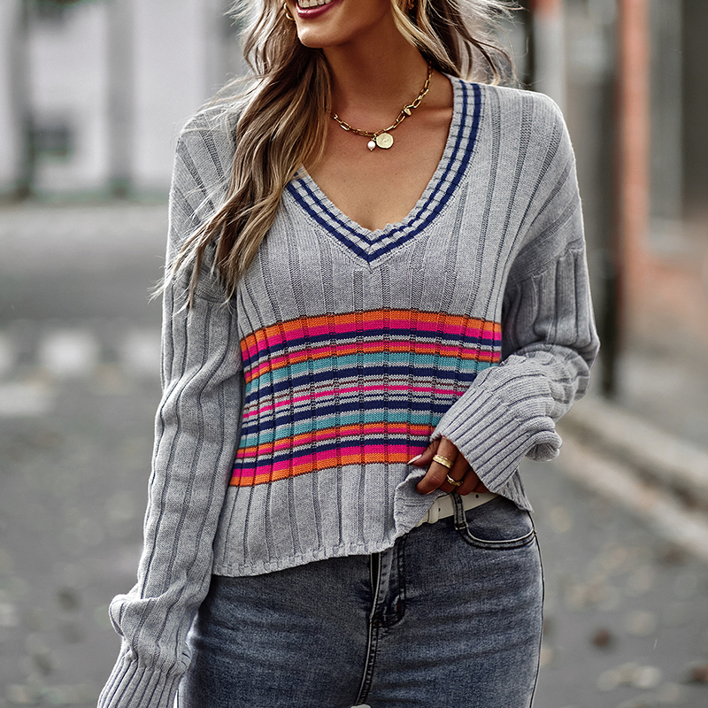 V-neck Paneled Sweater