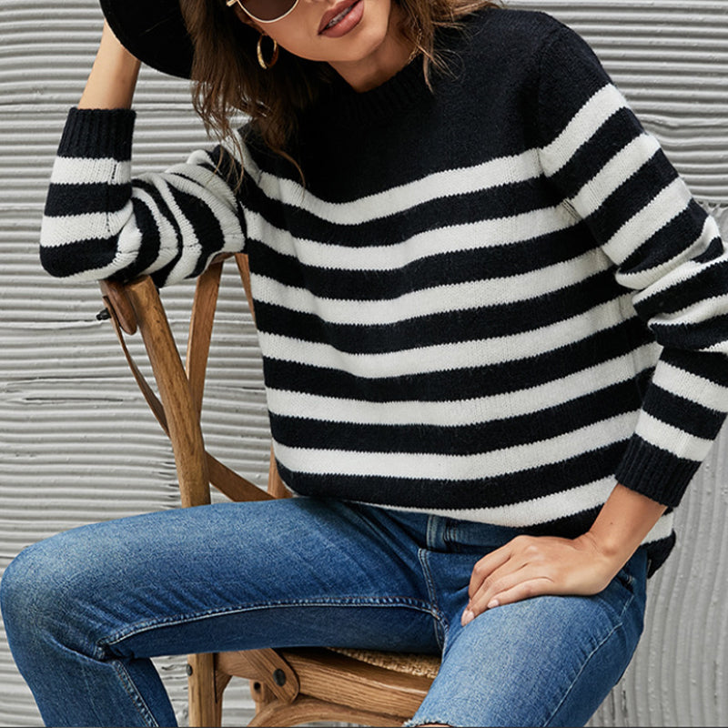 Striped Crewneck Pullover Sweater