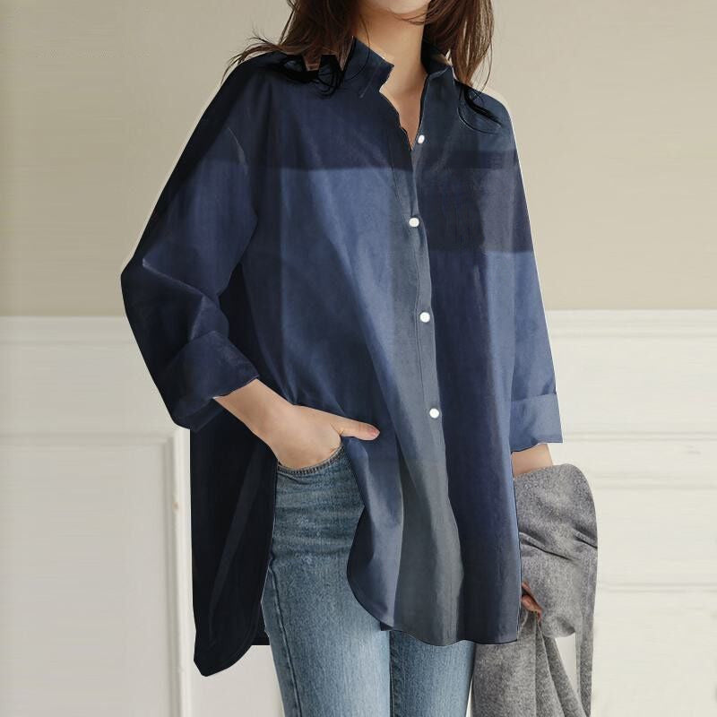 Patchwork Long Sleeve Plaid Irregular Shirt