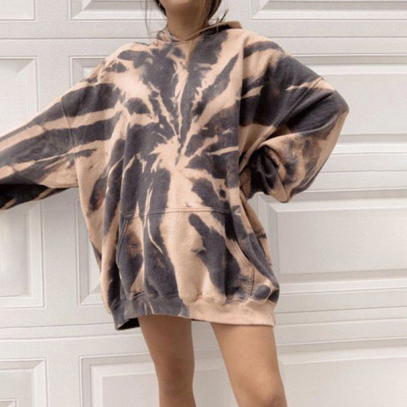 Women's Tie Dye Hooded Loose Sweatshirt