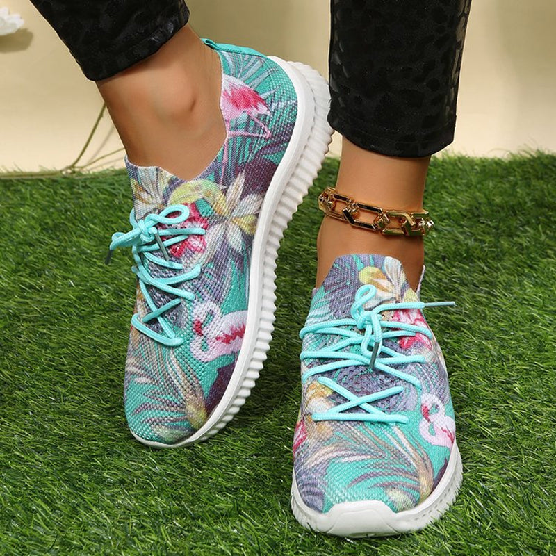 Printed Lace-Up Sneakers