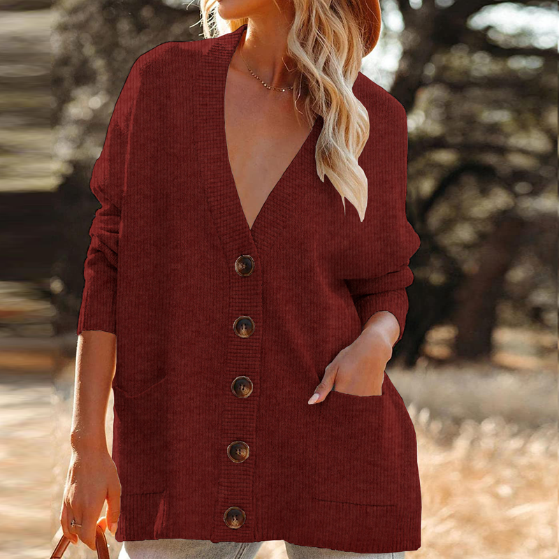 Solid Color Cardigan Sweater