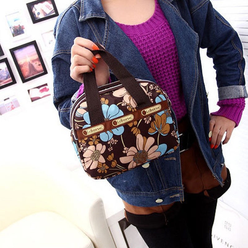 NYLON SHOULDER BAG WITH FLORAL PRINT