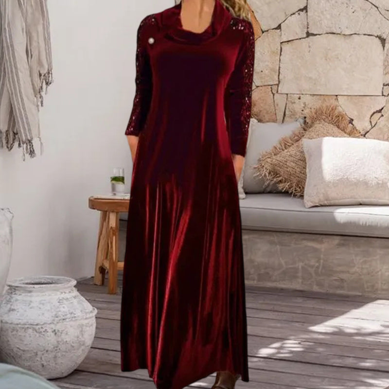 Long Sleeve Velvet Maxi Dress with Sequins