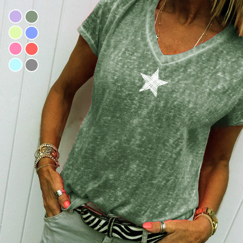 V-neck Pentagram T-shirt