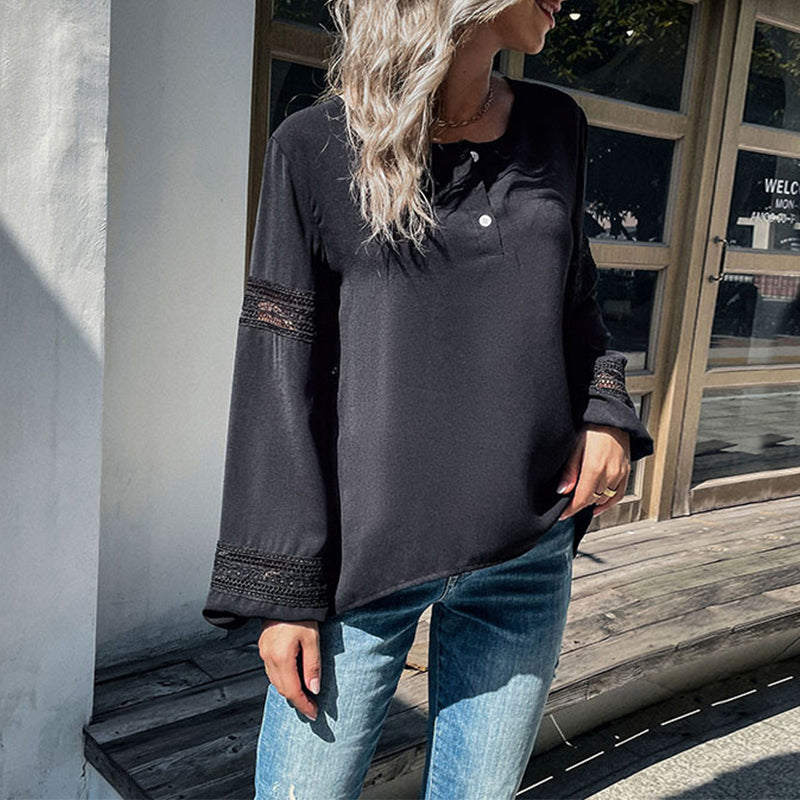 Lace-paneled Cut-out Shirt