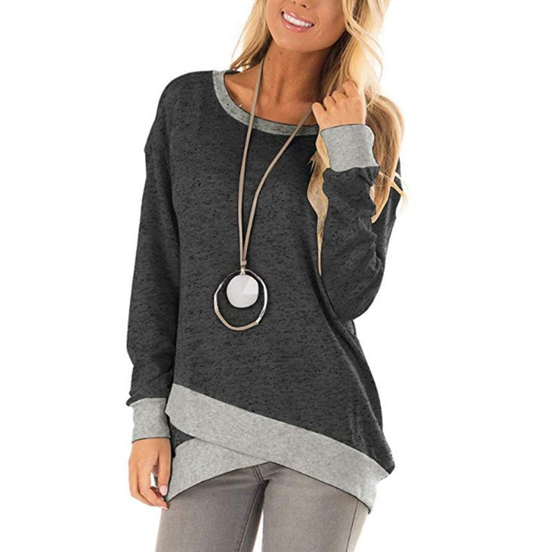 Round Neck Irregular Large Size Long Sleeve Top