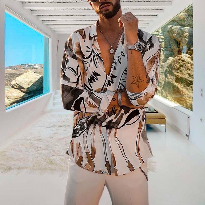 Business Print Long Sleeve Shirt
